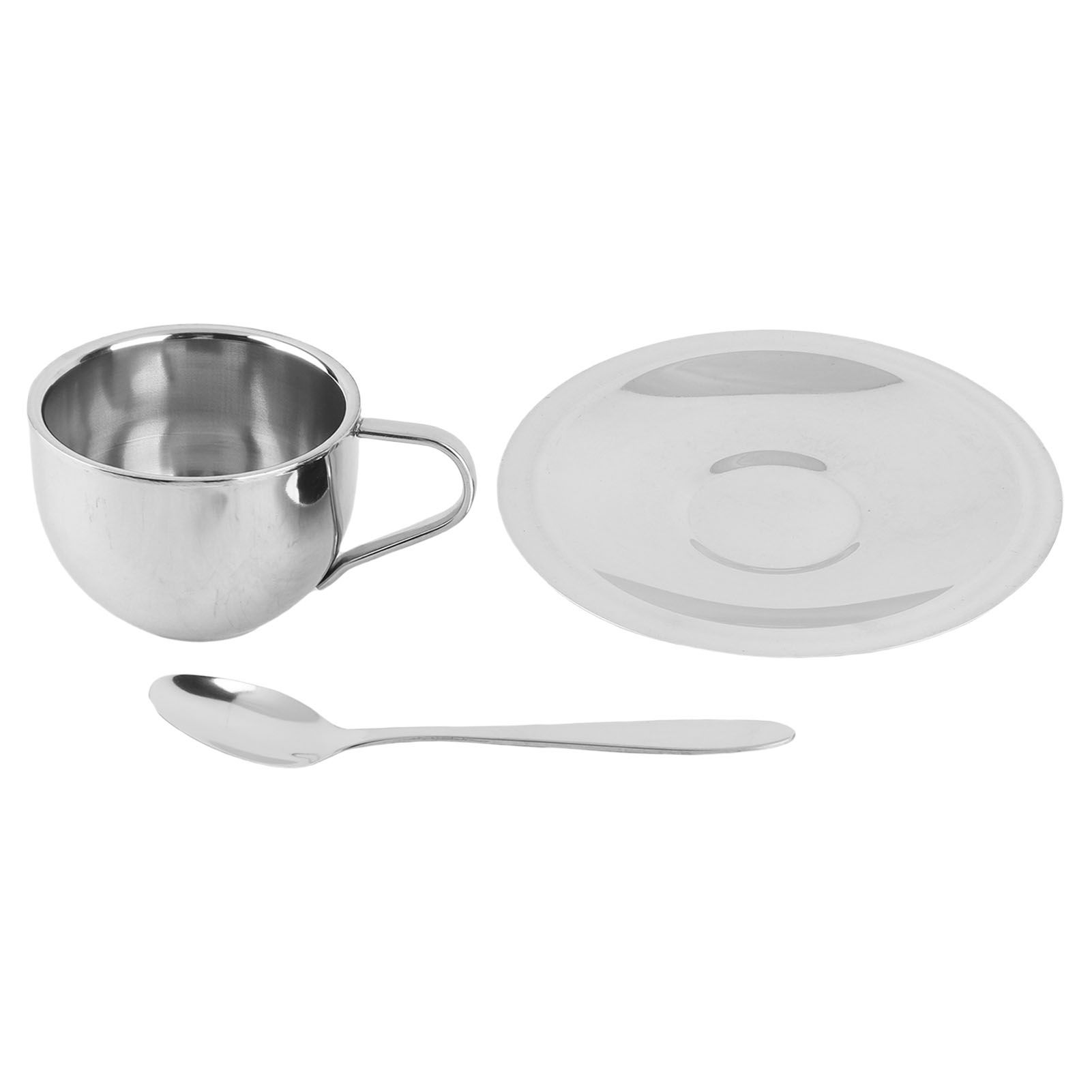 Anti‑Scald Stainless Steel Coffee Cup Mugs Cups with Spoon Saucer Set Tableware view 2