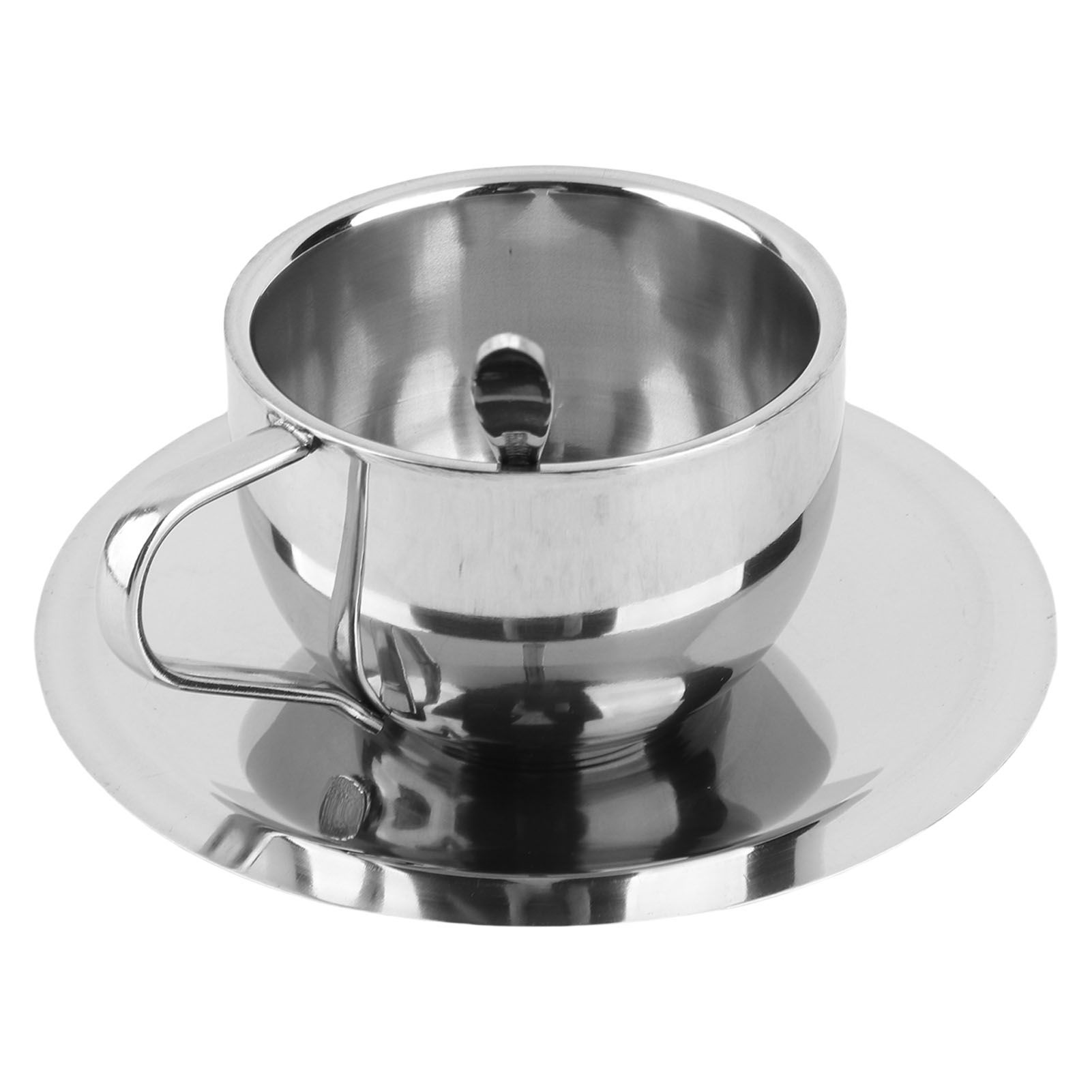 Anti‑Scald Stainless Steel Coffee Cup Mugs Cups with Spoon Saucer Set Tableware view 5