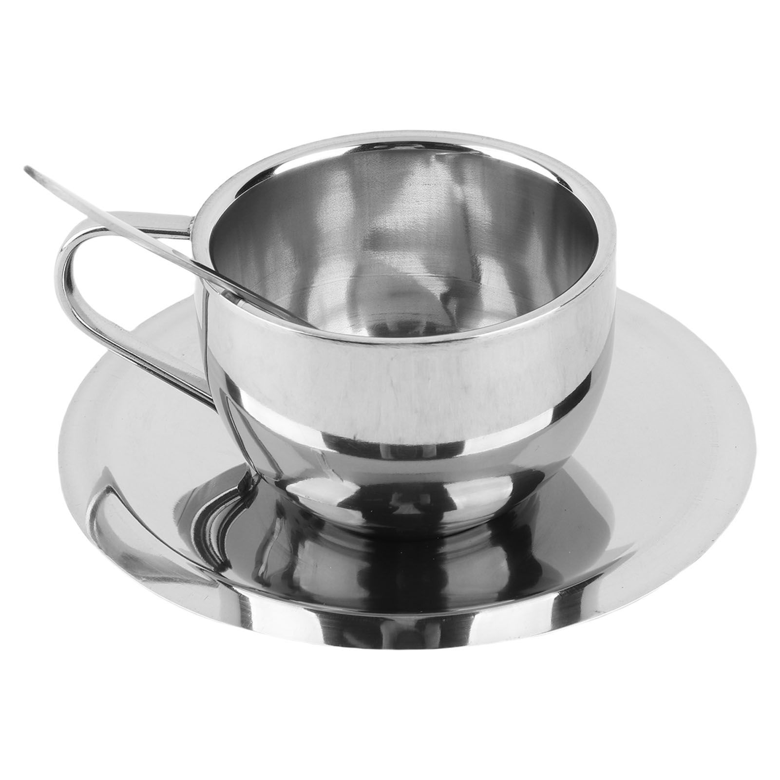 Anti‑Scald Stainless Steel Coffee Cup Mugs Cups with Spoon Saucer Set Tableware view 6