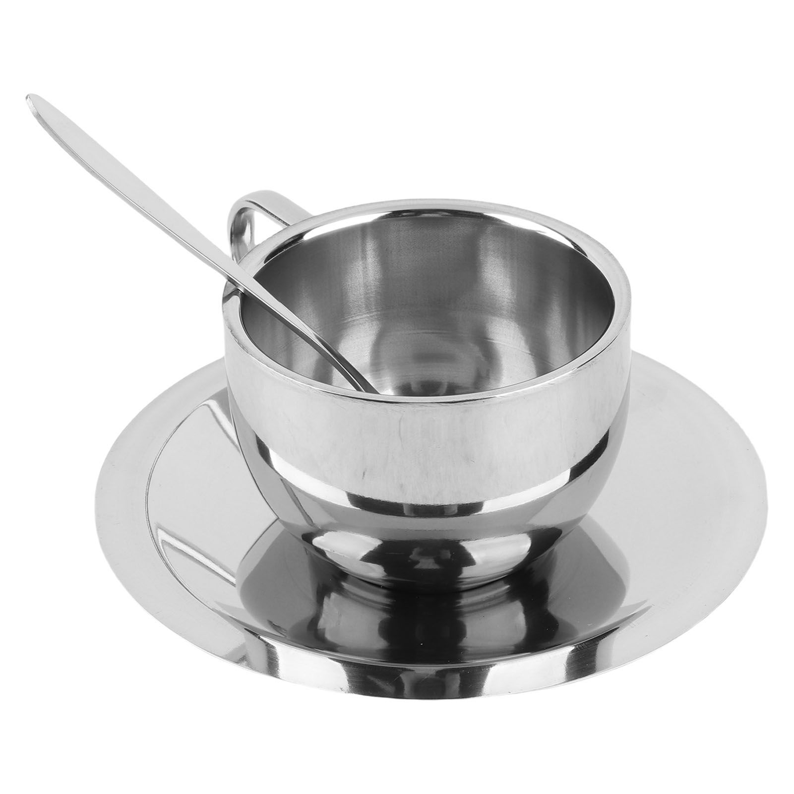 Anti‑Scald Stainless Steel Coffee Cup Mugs Cups with Spoon Saucer Set Tableware view 7