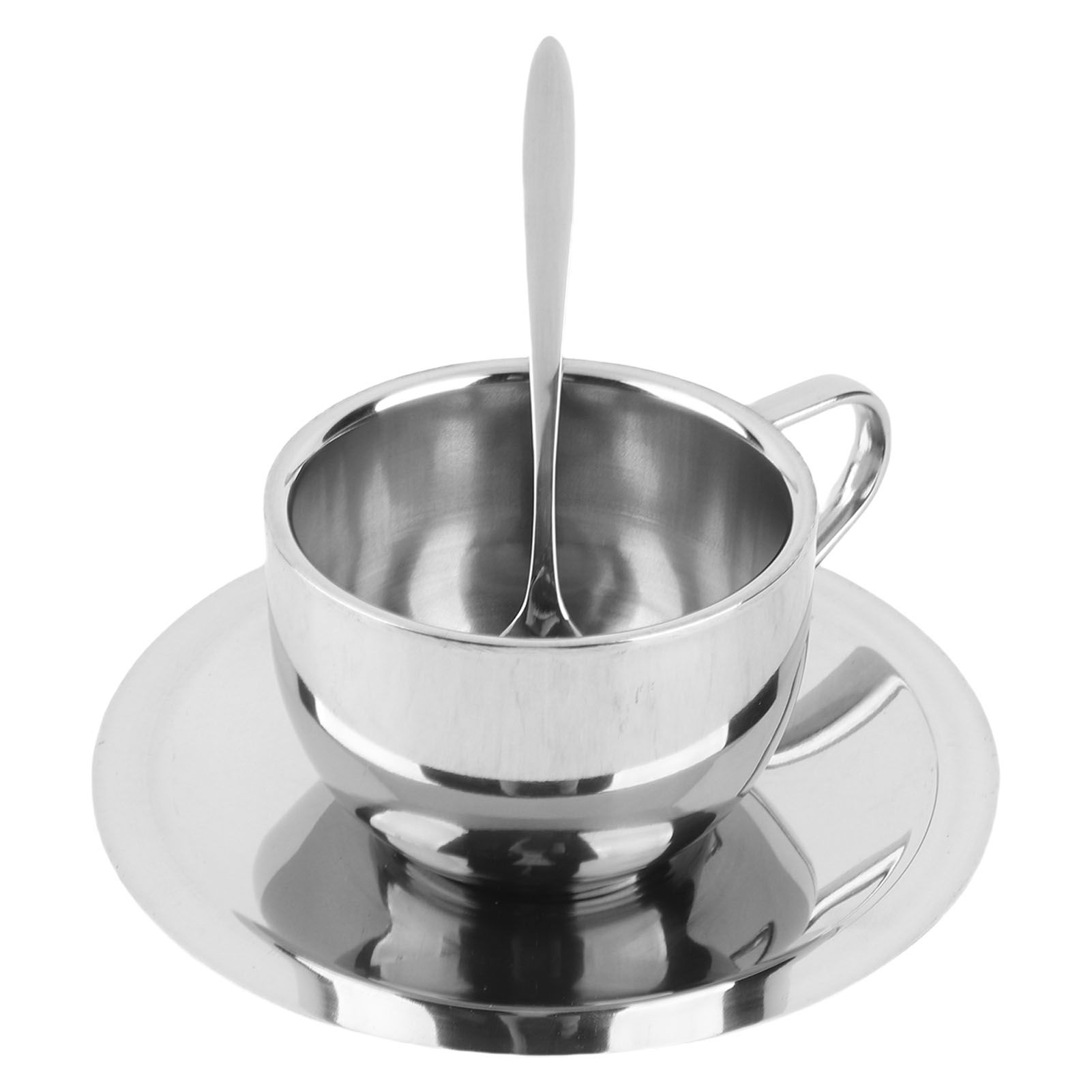 Anti‑Scald Stainless Steel Coffee Cup Mugs Cups with Spoon Saucer Set Tableware view 8