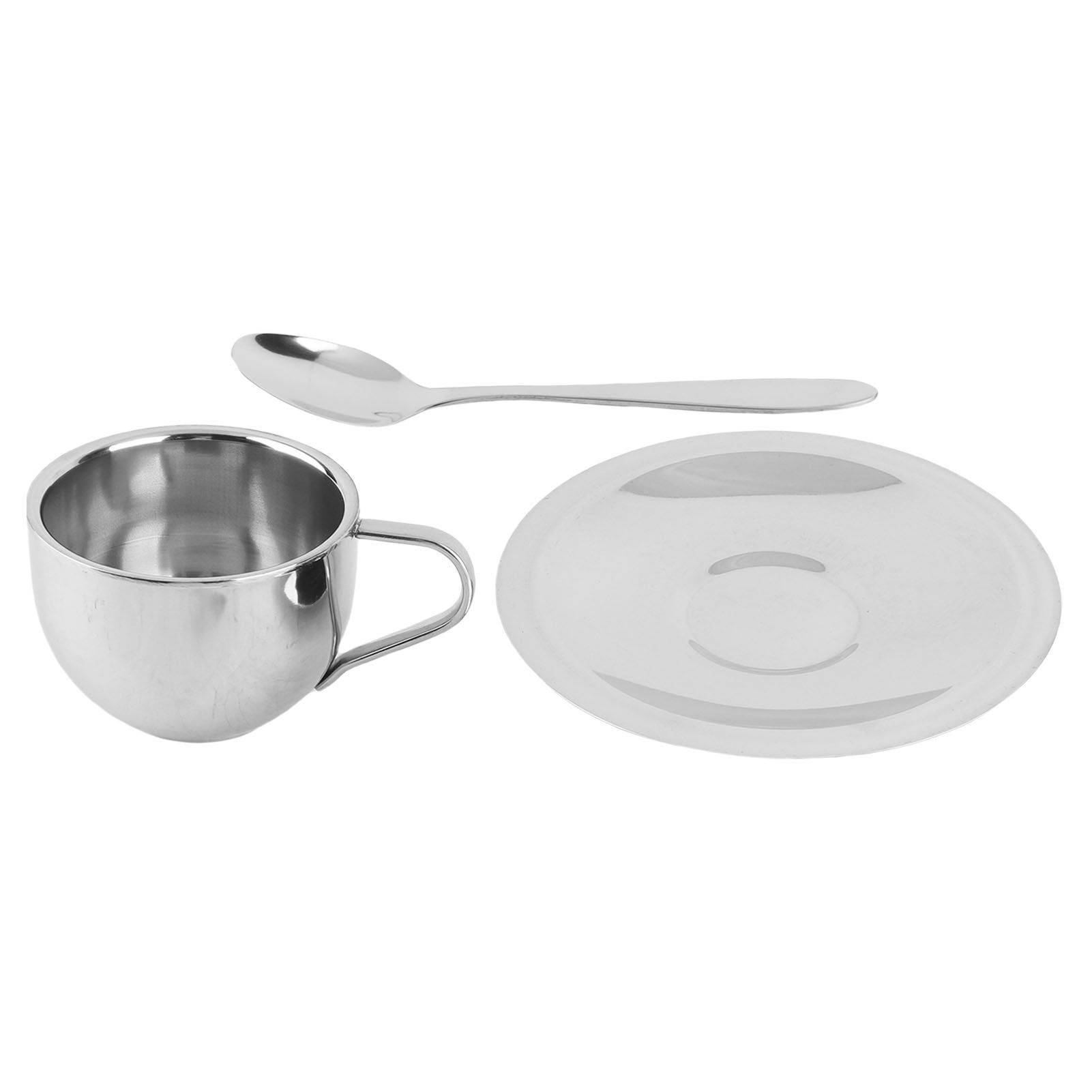 Anti‑Scald Stainless Steel Coffee Cup Mugs Cups with Spoon Saucer Set Tableware view 10