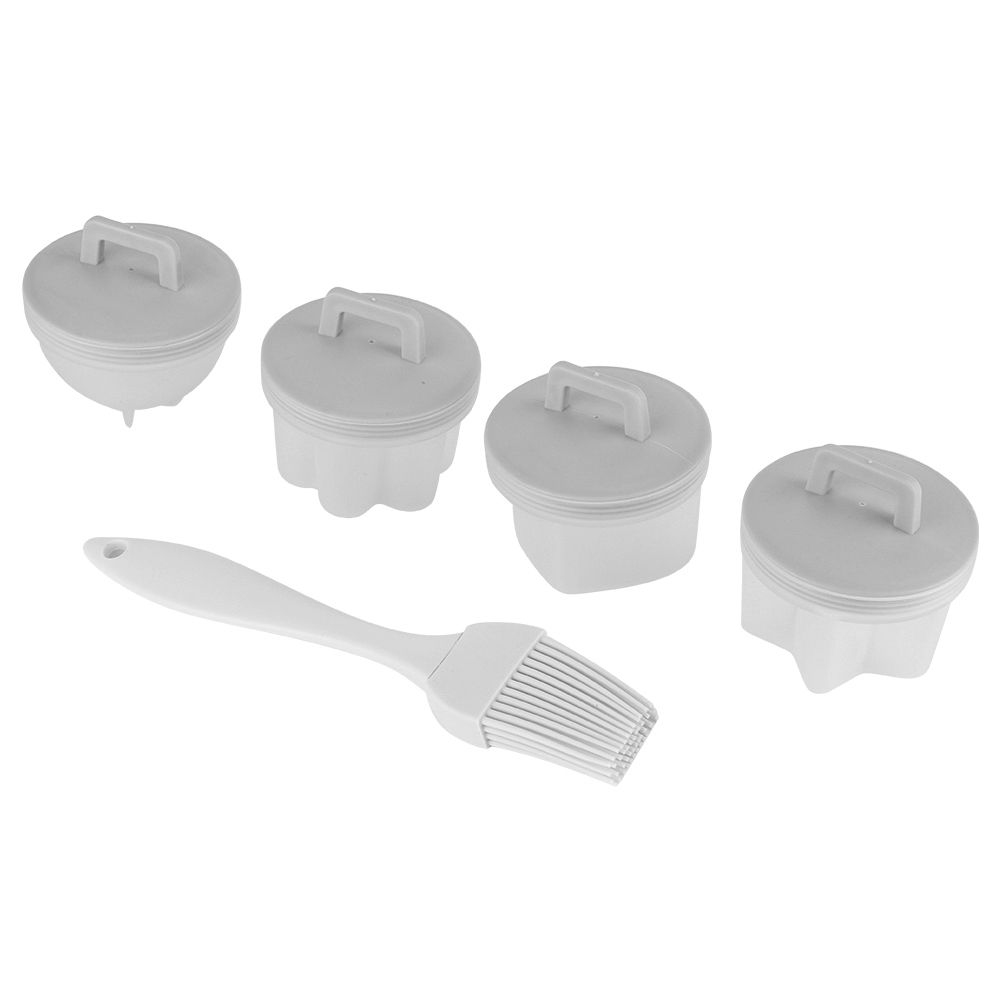 4Pcs Plastic Egg Cooker Boiler Pudding Mold with Oil Brush Cookware Kitchen