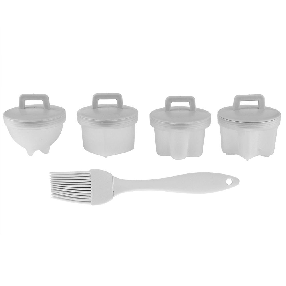 4Pcs Plastic Egg Cooker Boiler Pudding Mold with Oil Brush Cookware Kitchen view 2