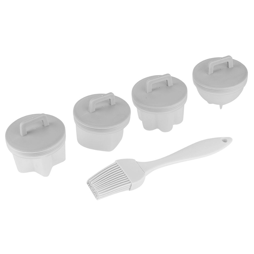 4Pcs Plastic Egg Cooker Boiler Pudding Mold with Oil Brush Cookware Kitchen view 3