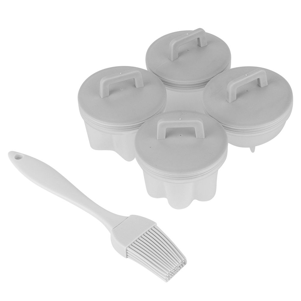 4Pcs Plastic Egg Cooker Boiler Pudding Mold with Oil Brush Cookware Kitchen view 4