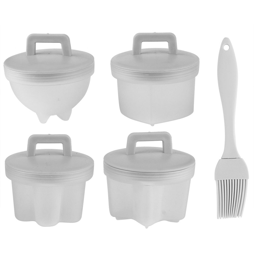 4Pcs Plastic Egg Cooker Boiler Pudding Mold with Oil Brush Cookware Kitchen view 5