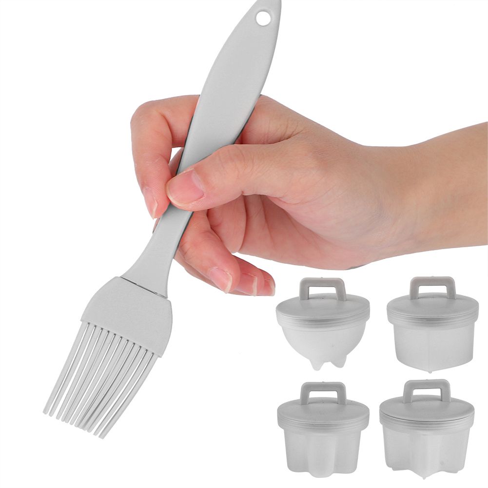 4Pcs Plastic Egg Cooker Boiler Pudding Mold with Oil Brush Cookware Kitchen view 7