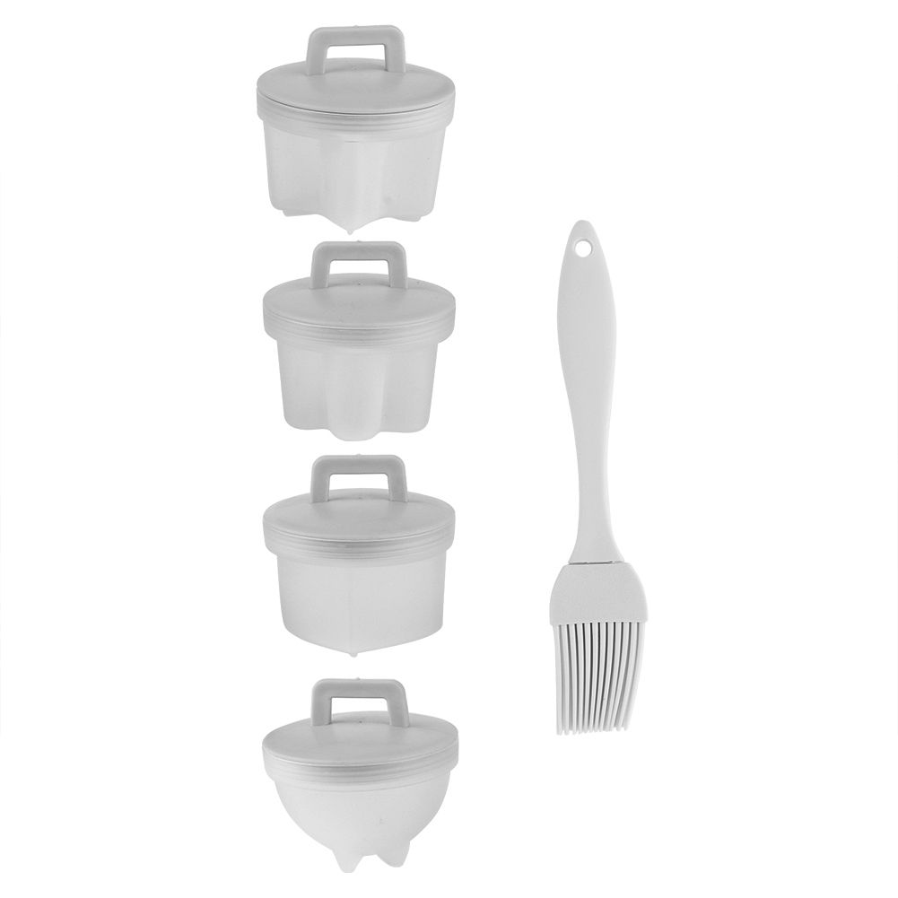 4Pcs Plastic Egg Cooker Boiler Pudding Mold with Oil Brush Cookware Kitchen view 8