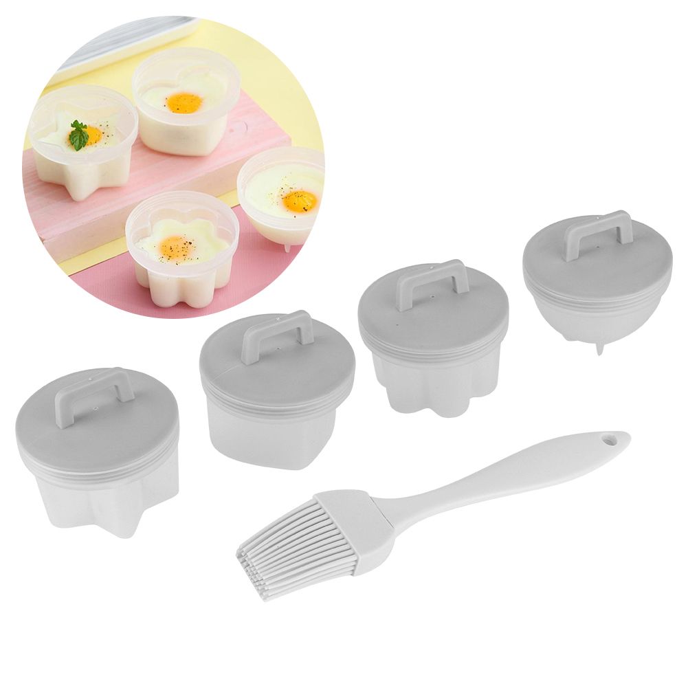 4Pcs Plastic Egg Cooker Boiler Pudding Mold with Oil Brush Cookware Kitchen view 9