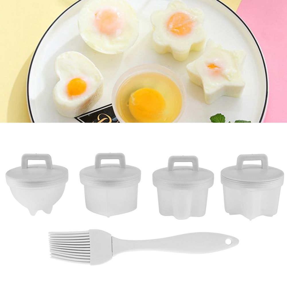 4Pcs Plastic Egg Cooker Boiler Pudding Mold with Oil Brush Cookware Kitchen view 10