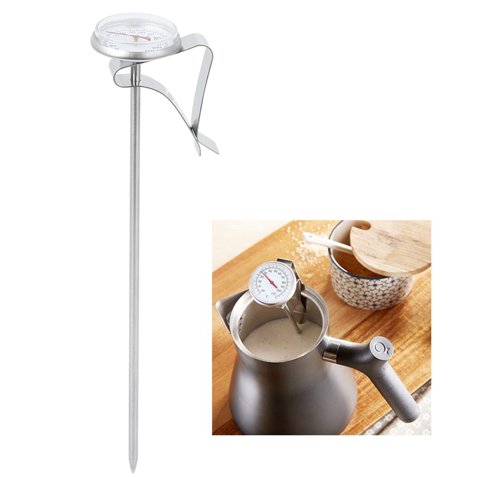 Adjustable Hanging Coffee Foaming Thermometer Temperature Gauge with Clip view 12