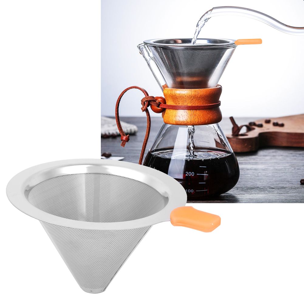 Coffee Maker Drip Filter Double Layer Stainless Steel Reusable Coffee Funnel view 8