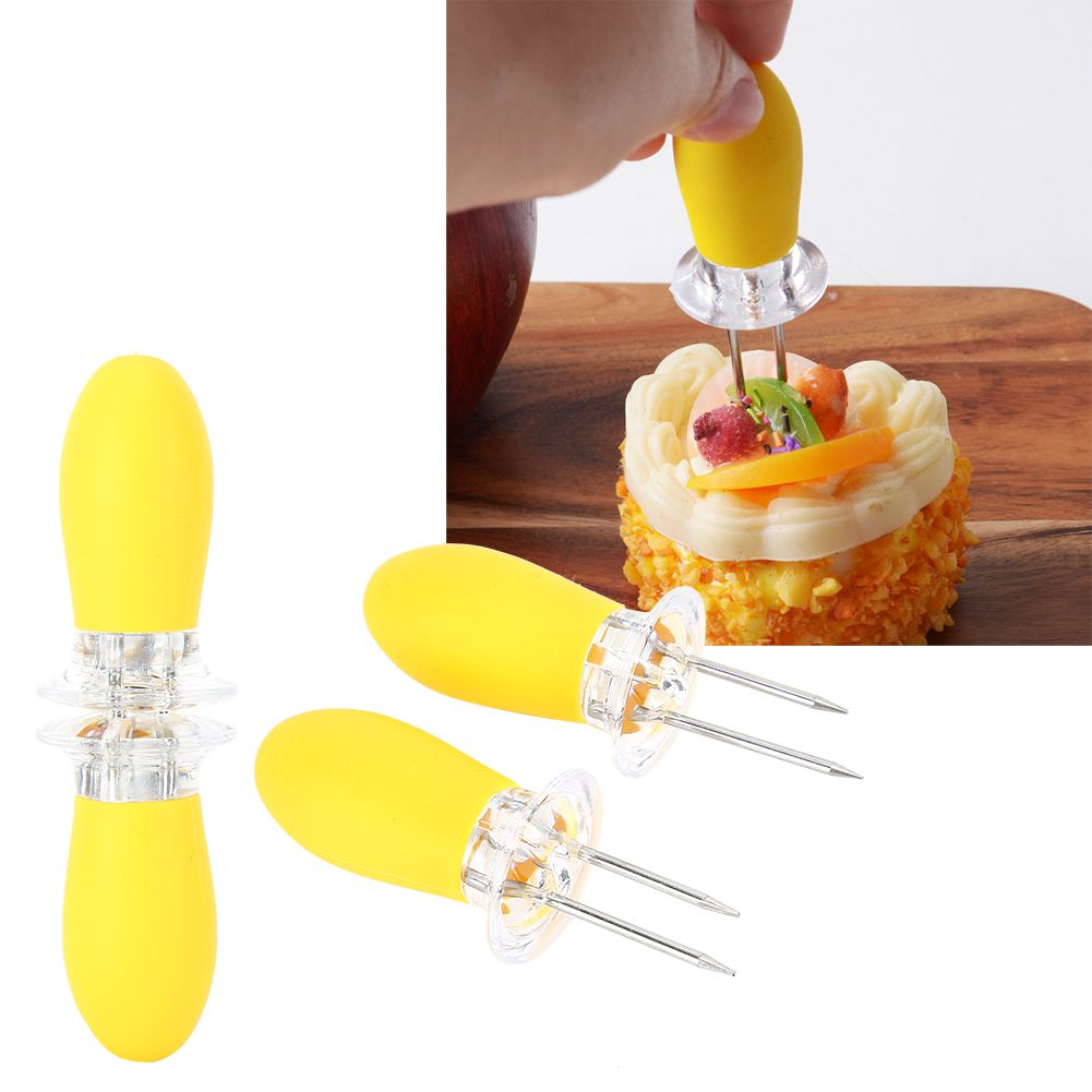 10PCS Corn Holders BBQ Food Skewers Meat Fruit Dessert Cake Forks Party view 10