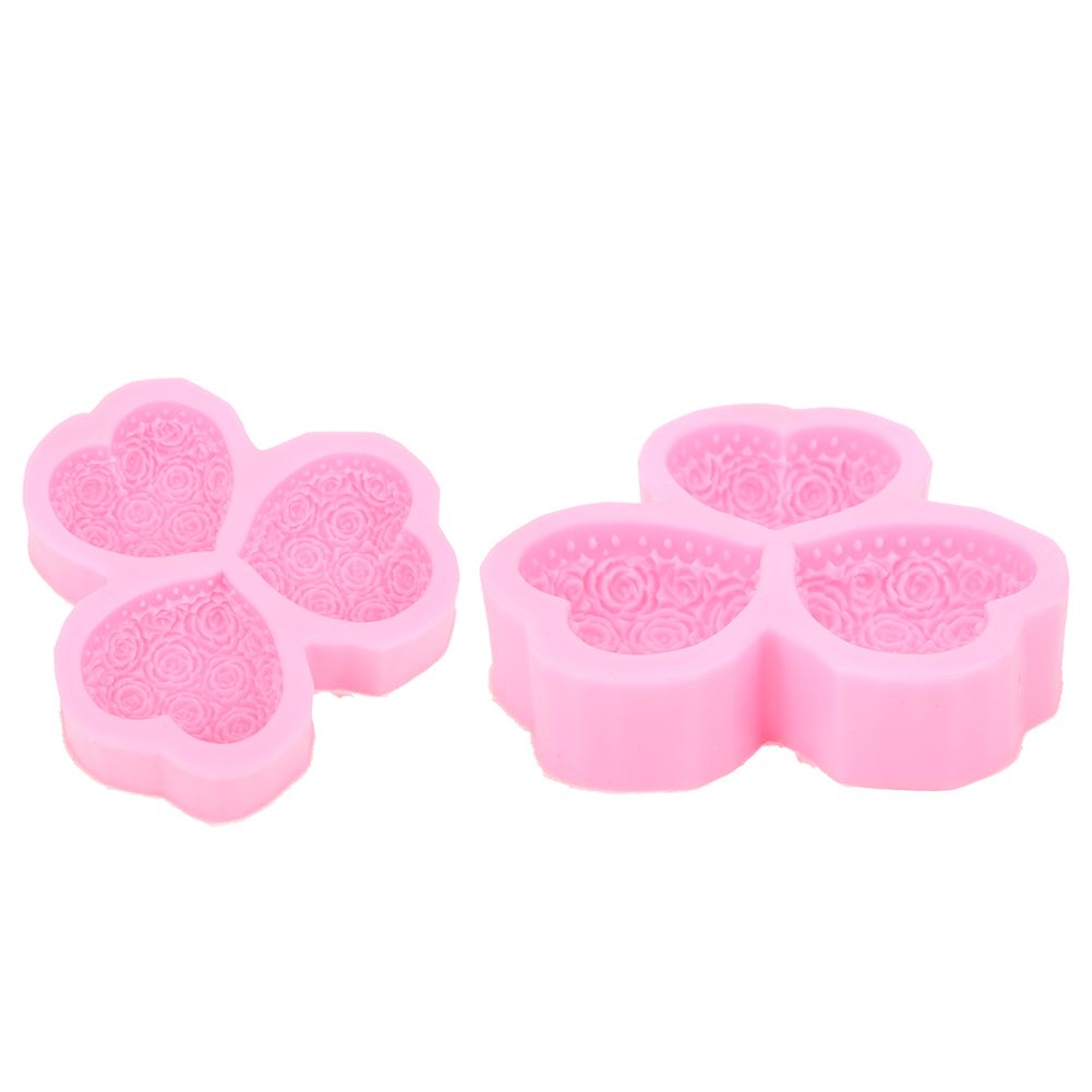 3‑Cavity Heart Shaped Rose Flower Silicone Mold Soap Fondant Cake Chocolate view 5