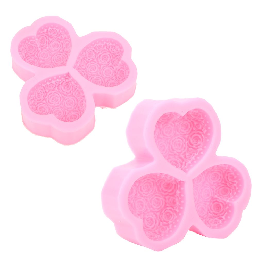 3‑Cavity Heart Shaped Rose Flower Silicone Mold Soap Fondant Cake Chocolate view 8