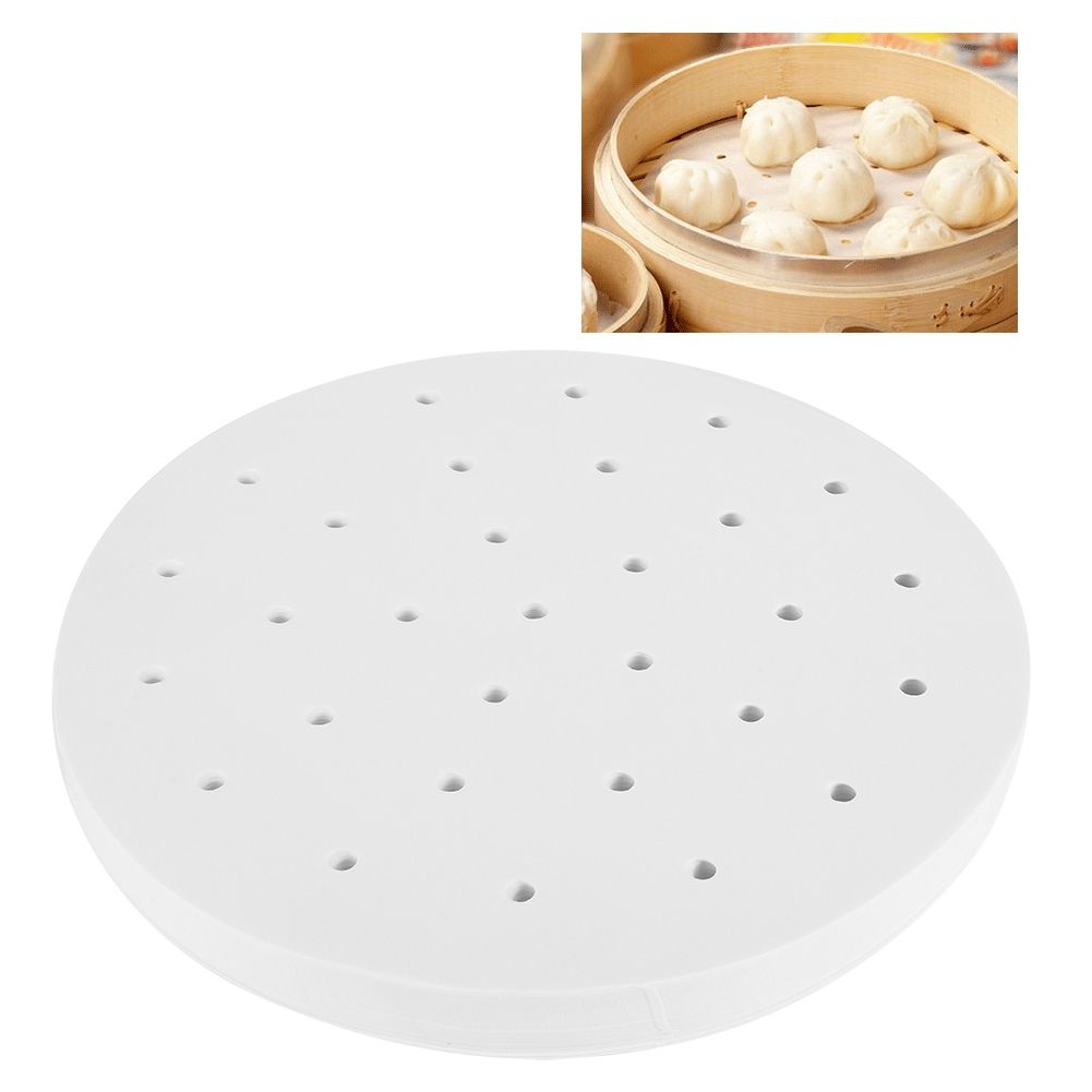 400PCS Disposable Perforated Steamer Paper Steaming Basket Liners Mat Kitchen view 9