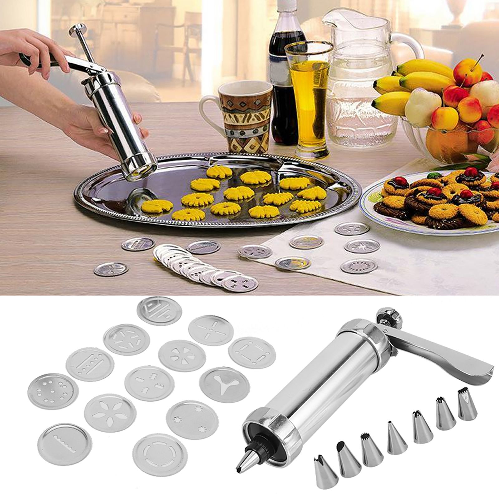 Aluminium Alloy Cookies Biscuits Press Maker Mold Kit Pastry Piping DIY Making view 10