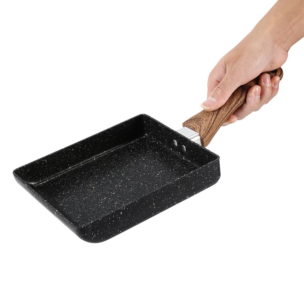Tamagoyaki Rectangular NonStick Saucepan Black Practical Frying Pan Kitchen view 8