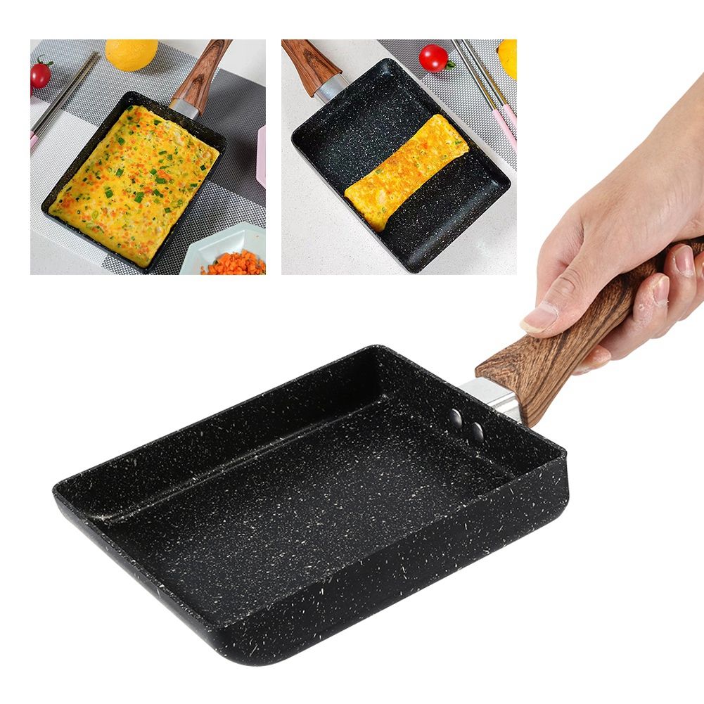 Tamagoyaki Rectangular NonStick Saucepan Black Practical Frying Pan Kitchen view 9