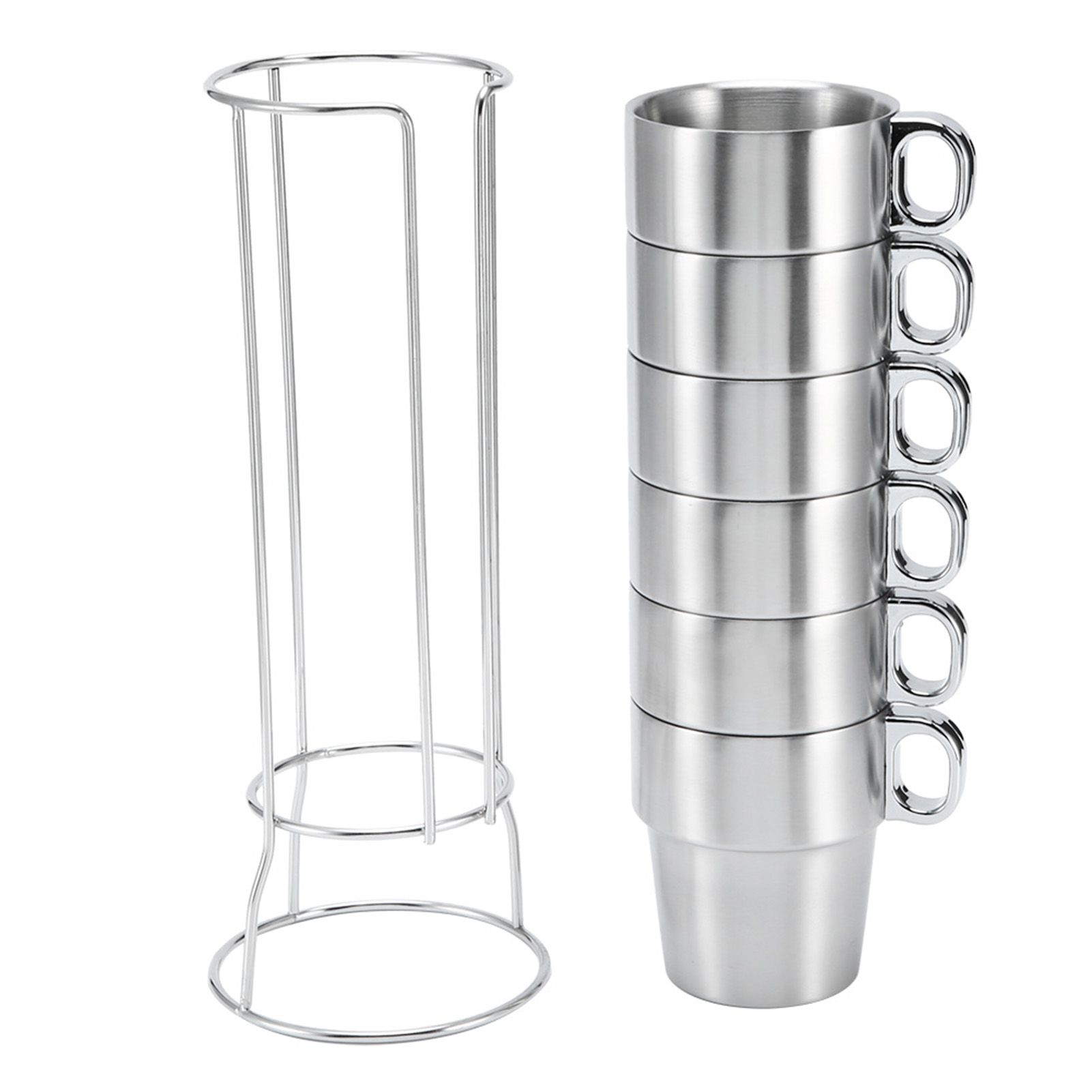 Stainless Steel Water Coffee Cup Set Heat Insulated Anti-Scald with Cup Holder view 5