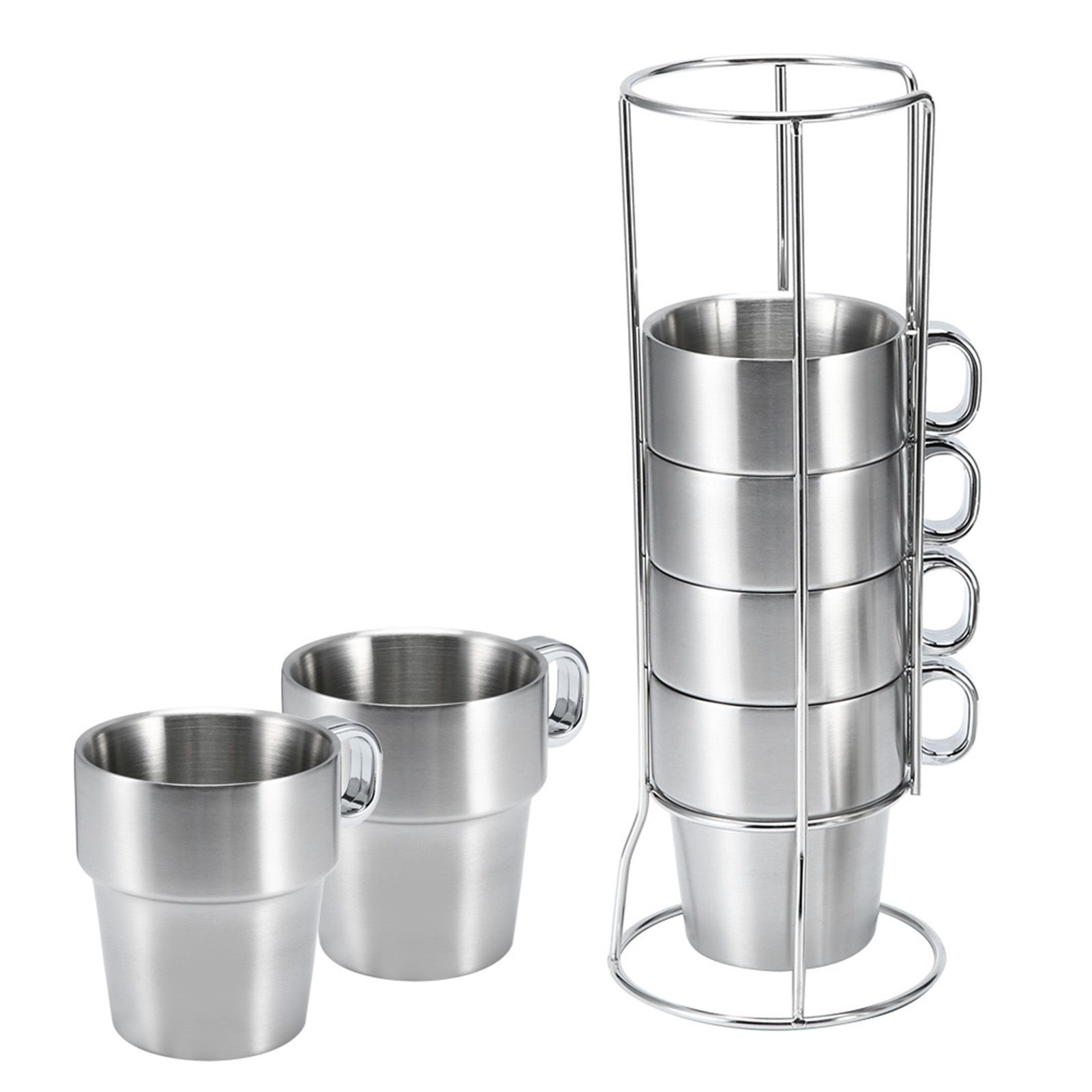 Stainless Steel Water Coffee Cup Set Heat Insulated Anti-Scald with Cup Holder view 8