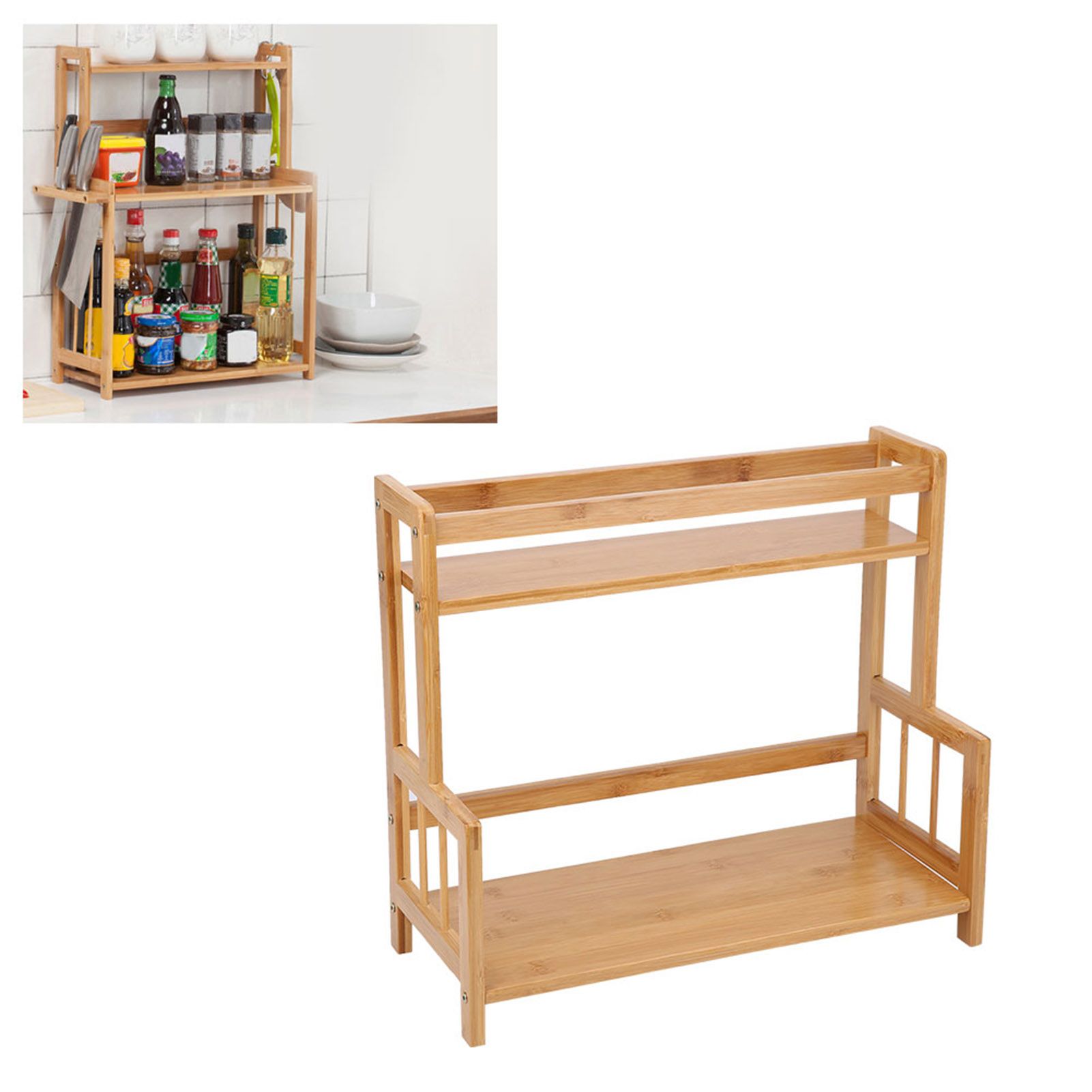 Multifunction Countertop 2-Layer Kitchen Spice Seasoning Rack Shelf Storage view 9