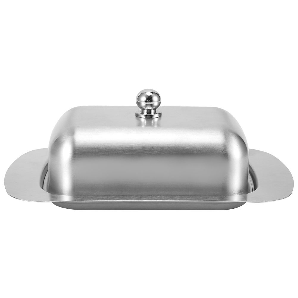 Butter Dish Stainless Steel Dessert Bowl Cheese Bread Box W/ Handle Cover view 2