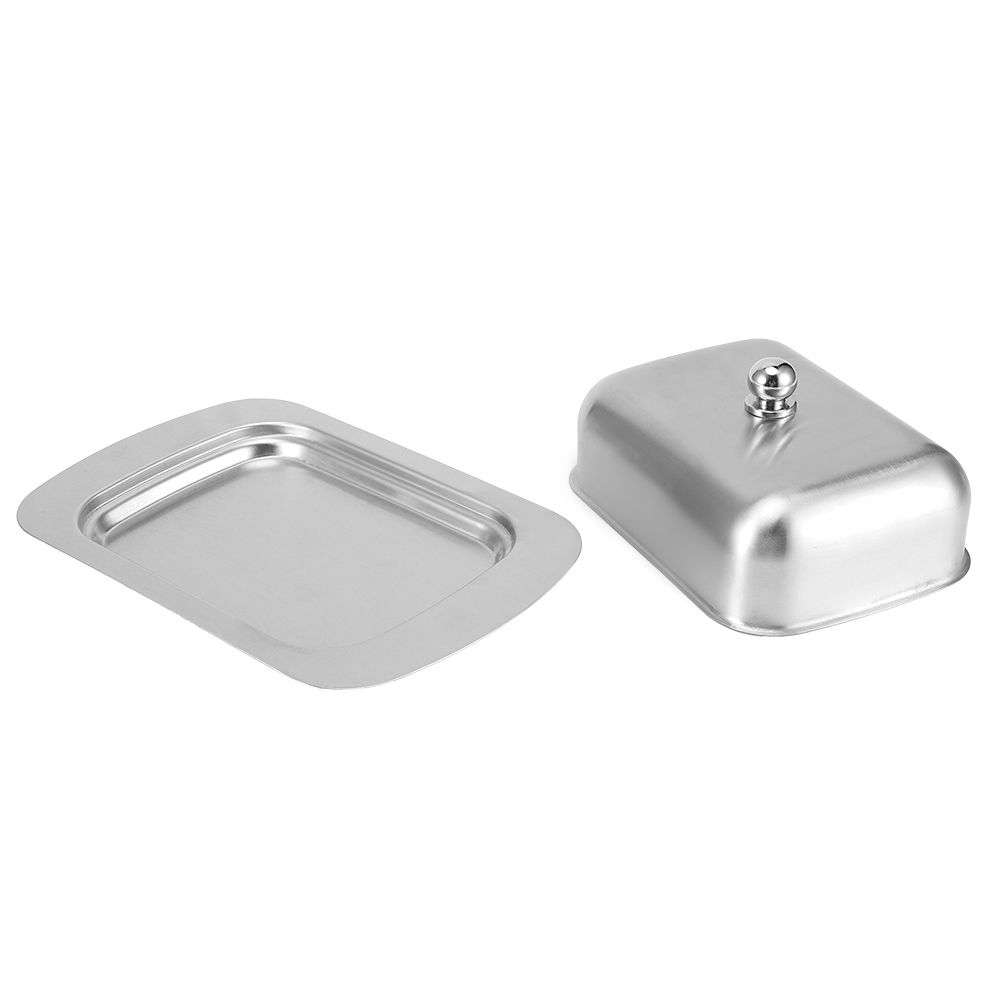 Butter Dish Stainless Steel Dessert Bowl Cheese Bread Box W/ Handle Cover view 3