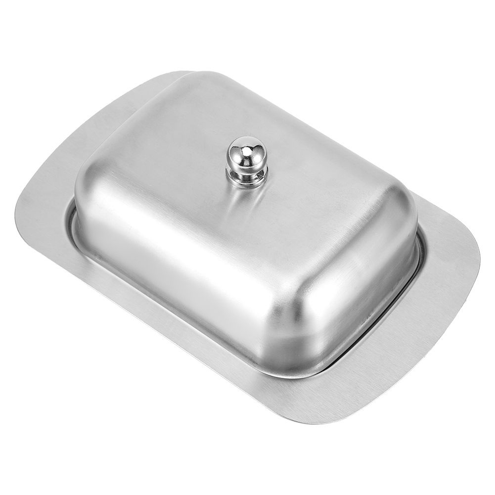 Butter Dish Stainless Steel Dessert Bowl Cheese Bread Box W/ Handle Cover view 4