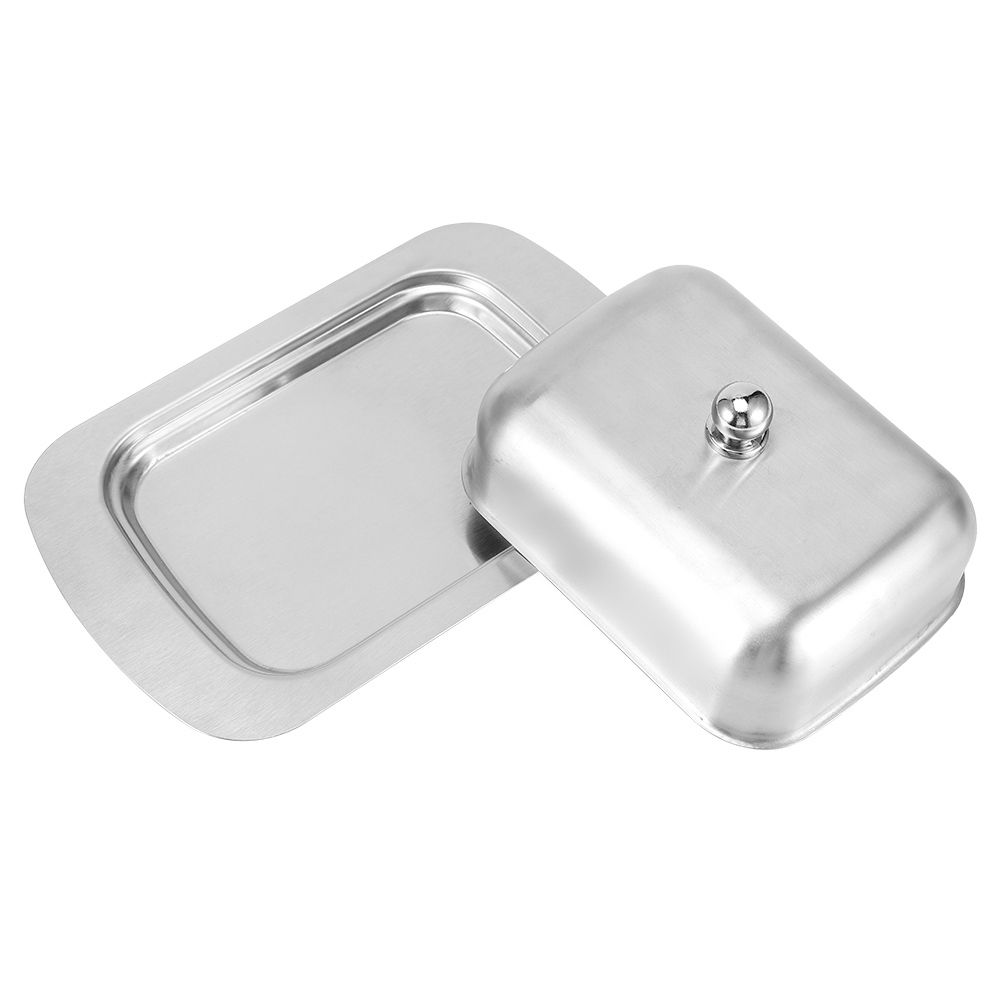 Butter Dish Stainless Steel Dessert Bowl Cheese Bread Box W/ Handle Cover view 5
