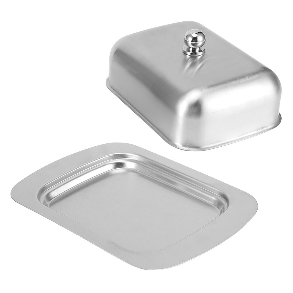 Butter Dish Stainless Steel Dessert Bowl Cheese Bread Box W/ Handle Cover view 6