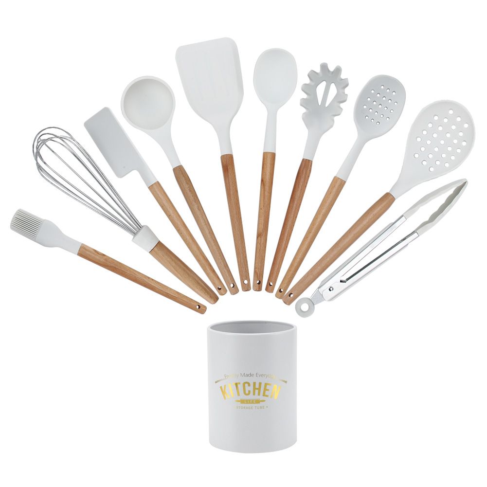 11Pcs White Silicone Kitchenware Kit NonStick Kitchen Utensils with Storage Box view 5