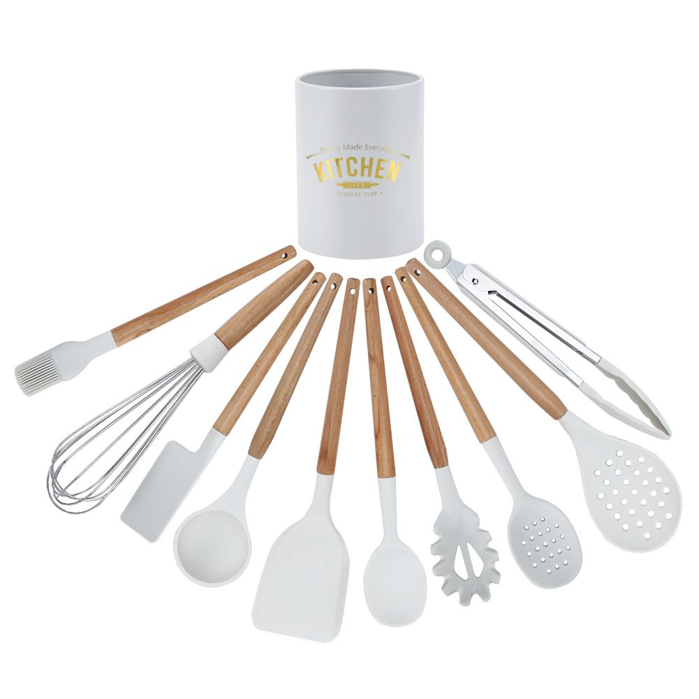 11Pcs White Silicone Kitchenware Kit NonStick Kitchen Utensils with Storage Box view 7