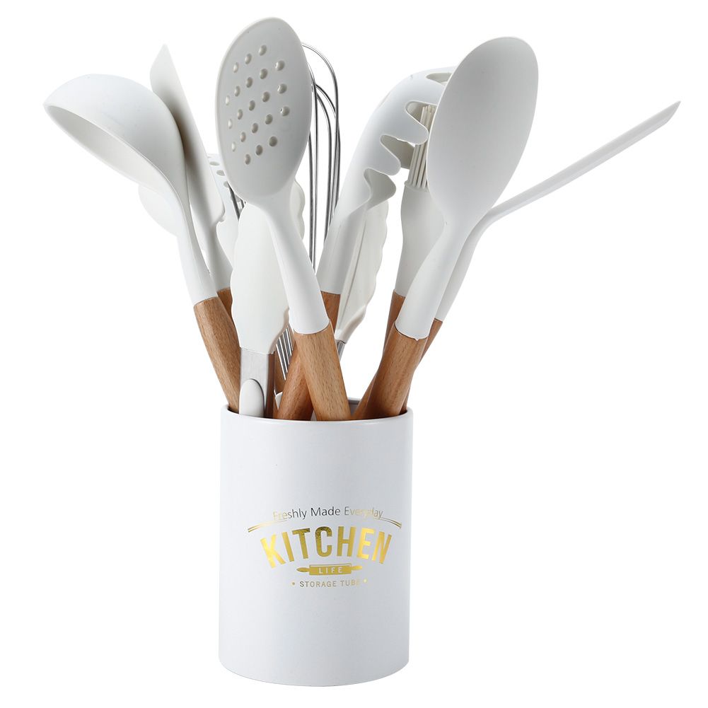 11Pcs White Silicone Kitchenware Kit NonStick Kitchen Utensils with Storage Box view 8