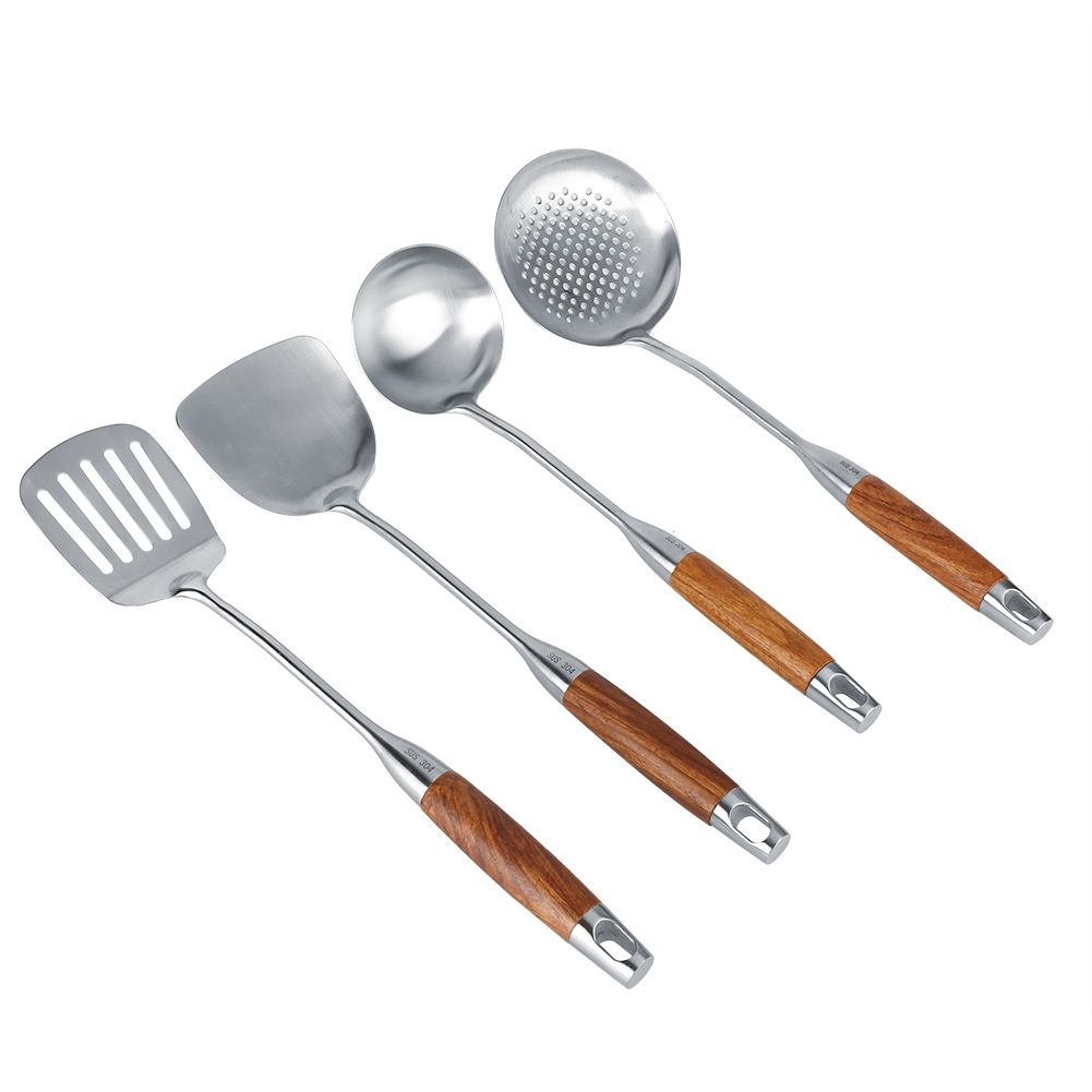 4Pcs/Set 304 Stainless Steel Rosewood Cooking Utensils Cookware Set Kitchen Tool view 3