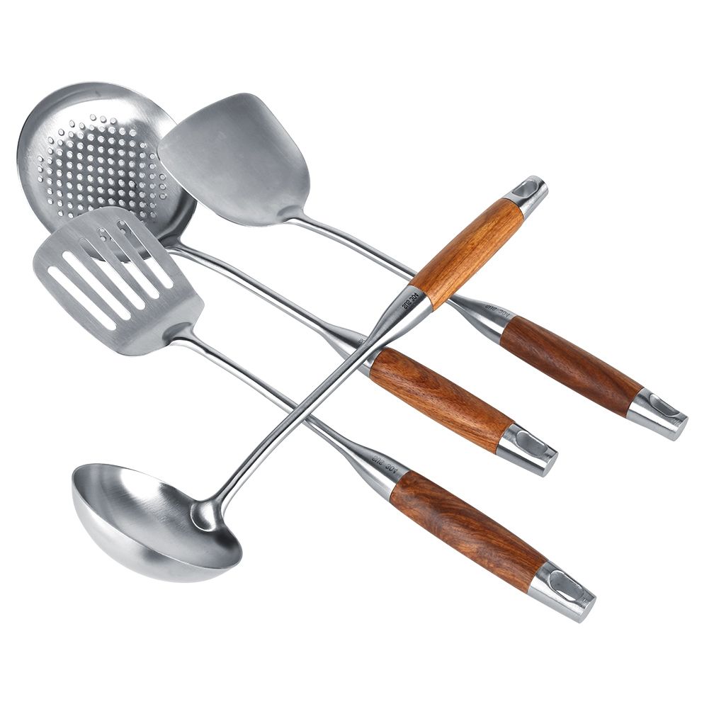 4Pcs/Set 304 Stainless Steel Rosewood Cooking Utensils Cookware Set Kitchen Tool view 4