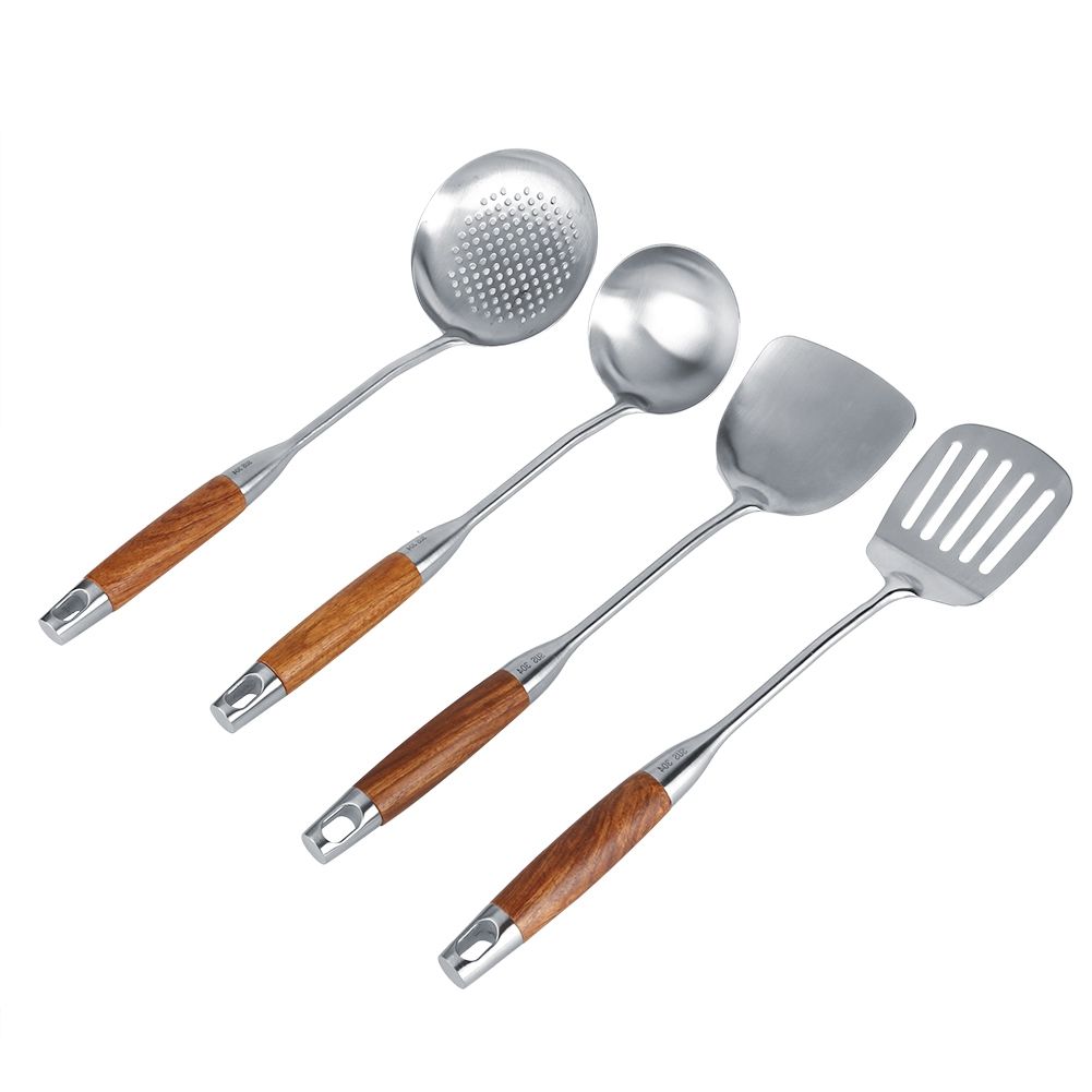 4Pcs/Set 304 Stainless Steel Rosewood Cooking Utensils Cookware Set Kitchen Tool view 5