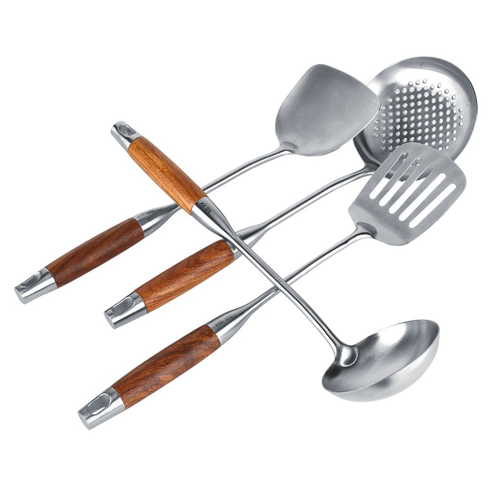 4Pcs/Set 304 Stainless Steel Rosewood Cooking Utensils Cookware Set Kitchen Tool view 6