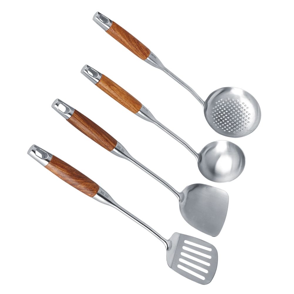 4Pcs/Set 304 Stainless Steel Rosewood Cooking Utensils Cookware Set Kitchen Tool view 7