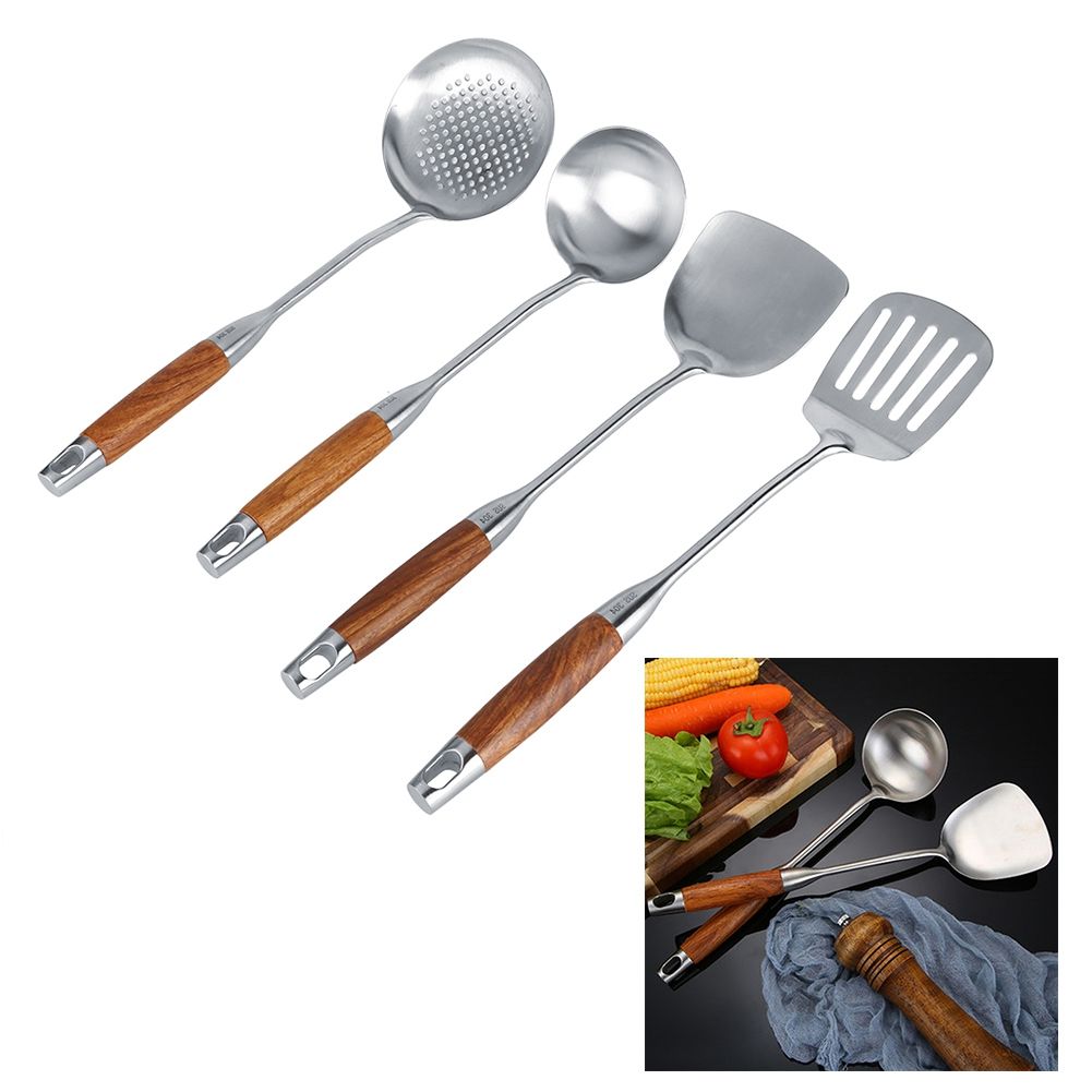 4Pcs/Set 304 Stainless Steel Rosewood Cooking Utensils Cookware Set Kitchen Tool view 10