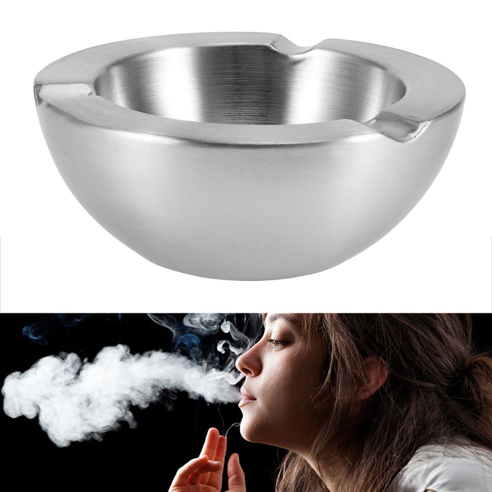 Stainless Steel Double Layer Thicken Cigarette Ashtray Accessory for Home KTV view 9