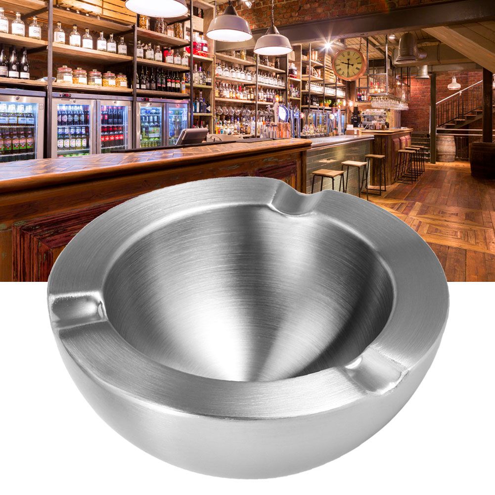 Stainless Steel Double Layer Thicken Cigarette Ashtray Accessory for Home KTV view 10
