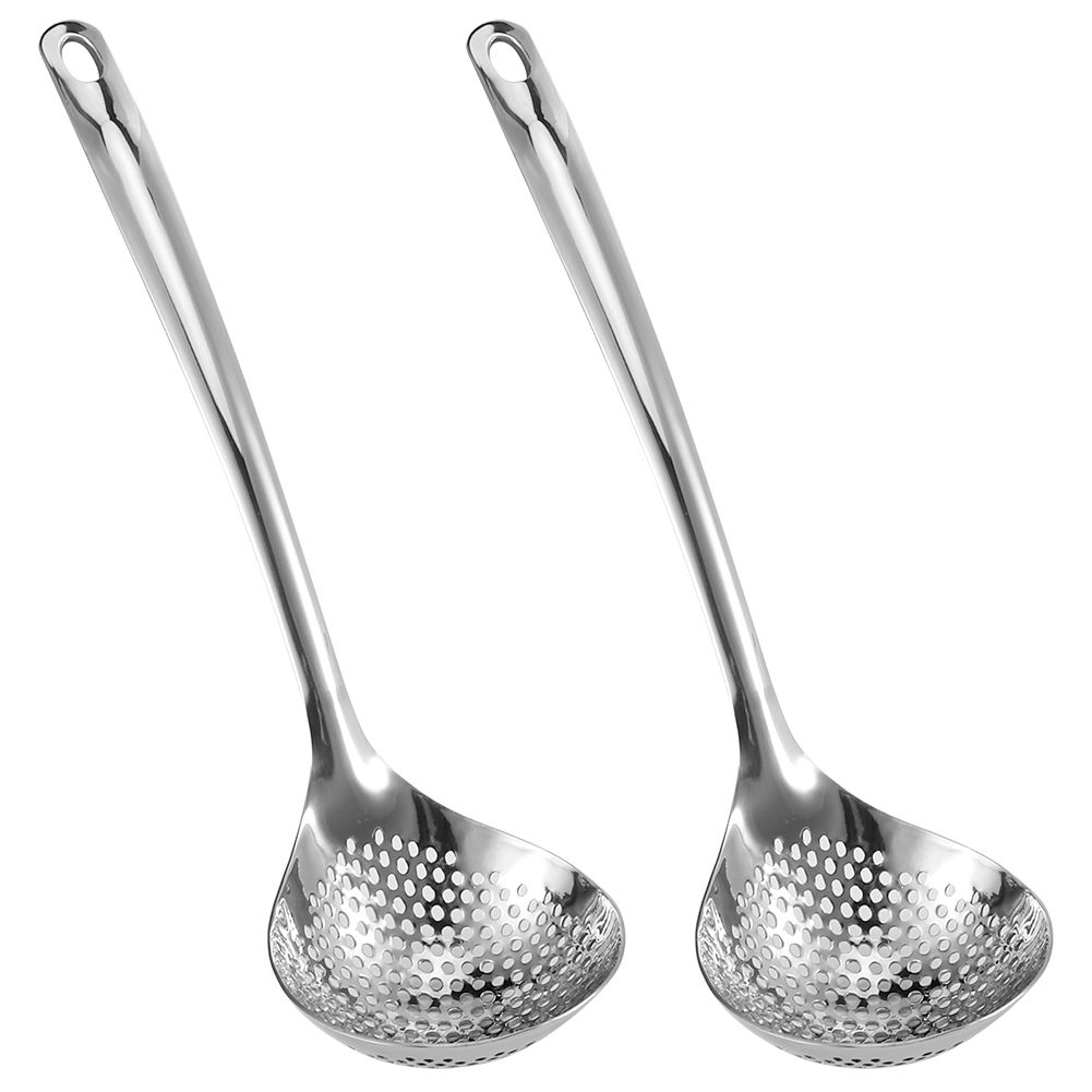 2PCS Stainless Steel Long Handle Hot Pot Colander Strainer Spoon Tablespoons