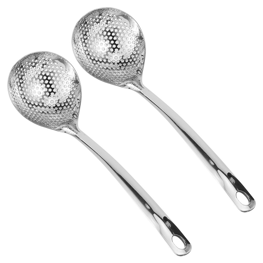 2PCS Stainless Steel Long Handle Hot Pot Colander Strainer Spoon Tablespoons view 3