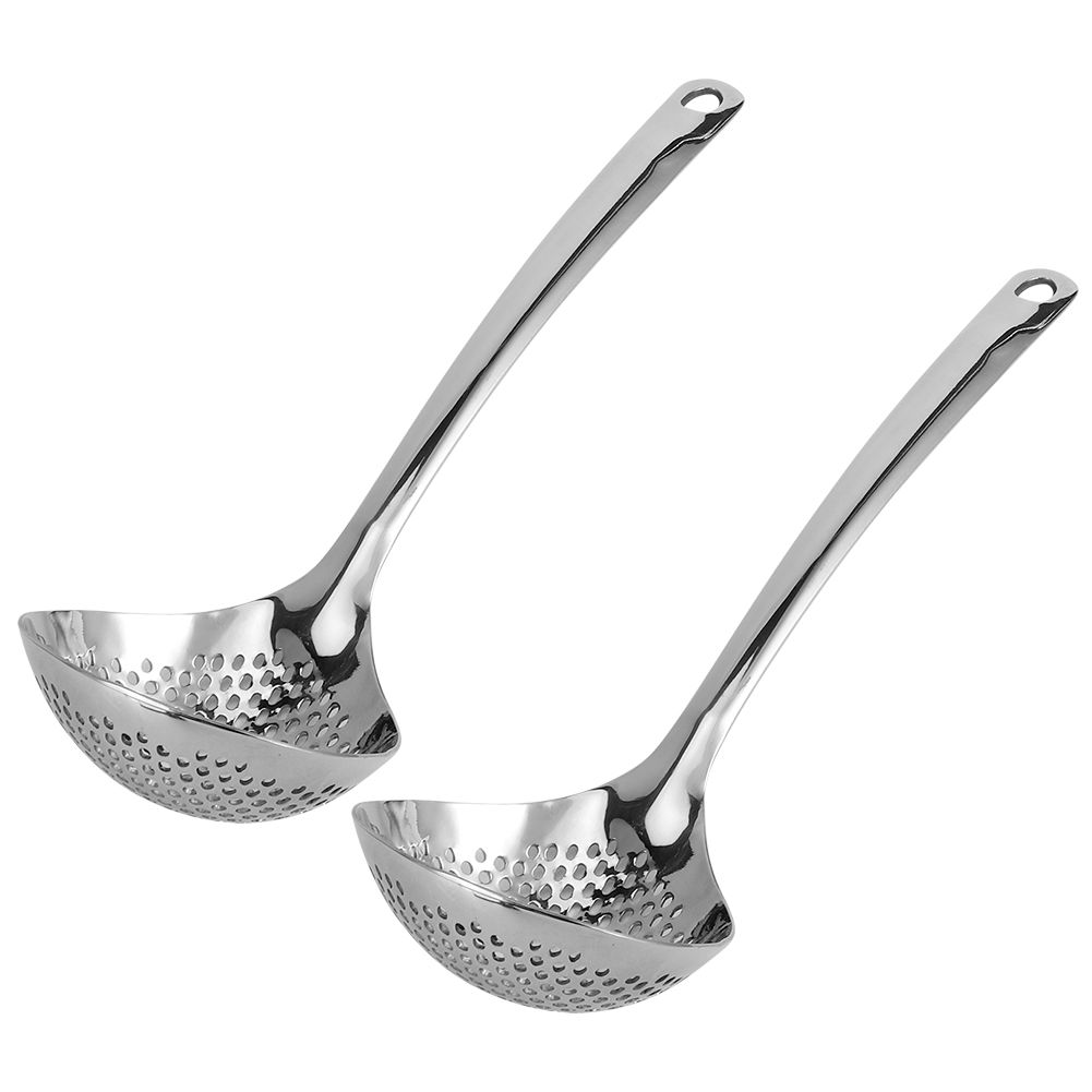2PCS Stainless Steel Long Handle Hot Pot Colander Strainer Spoon Tablespoons view 4