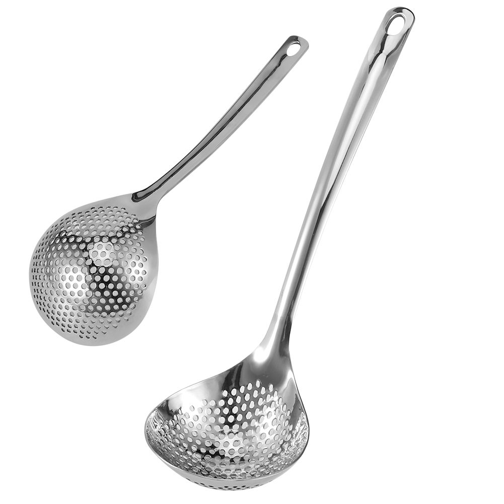 2PCS Stainless Steel Long Handle Hot Pot Colander Strainer Spoon Tablespoons view 7