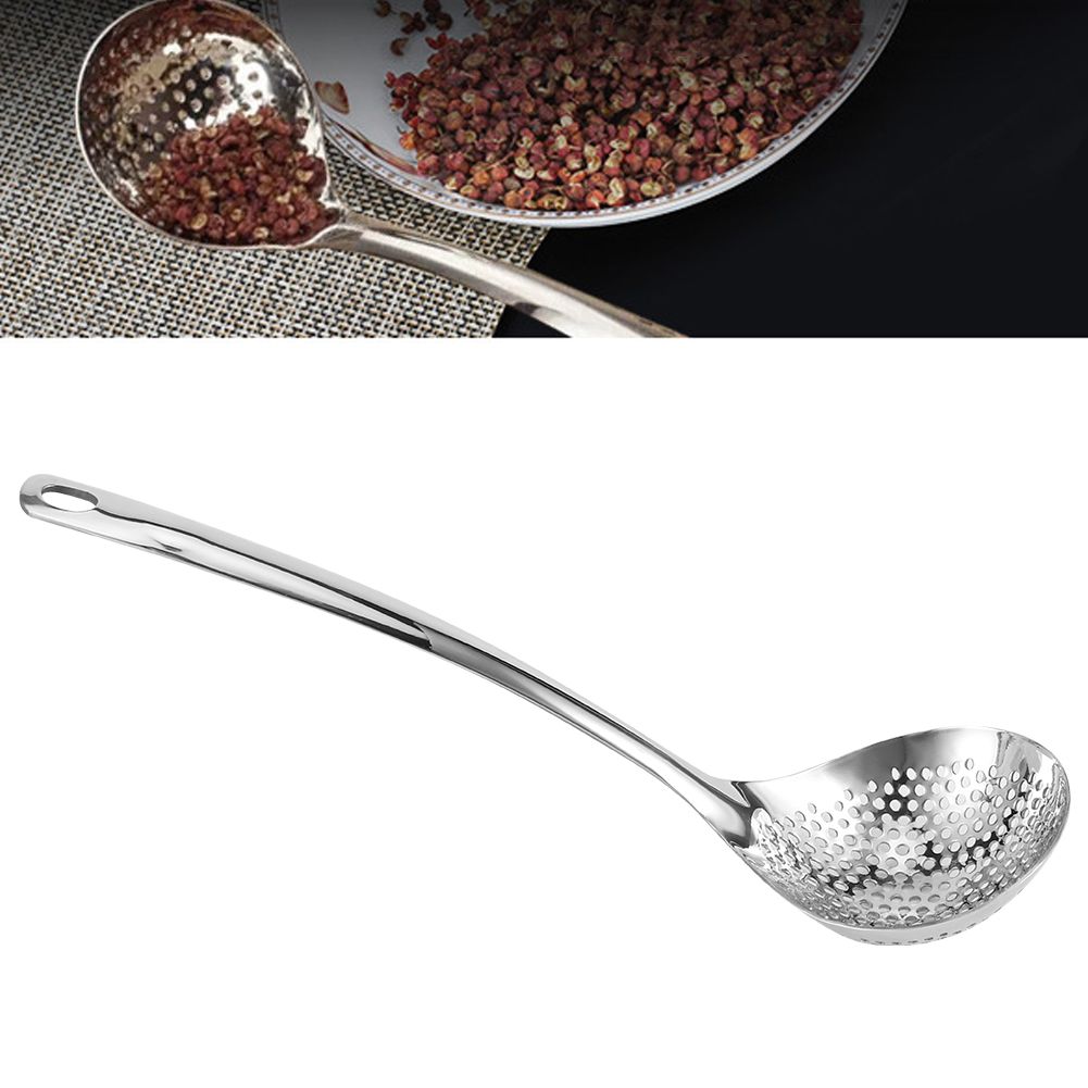 2PCS Stainless Steel Long Handle Hot Pot Colander Strainer Spoon Tablespoons view 9