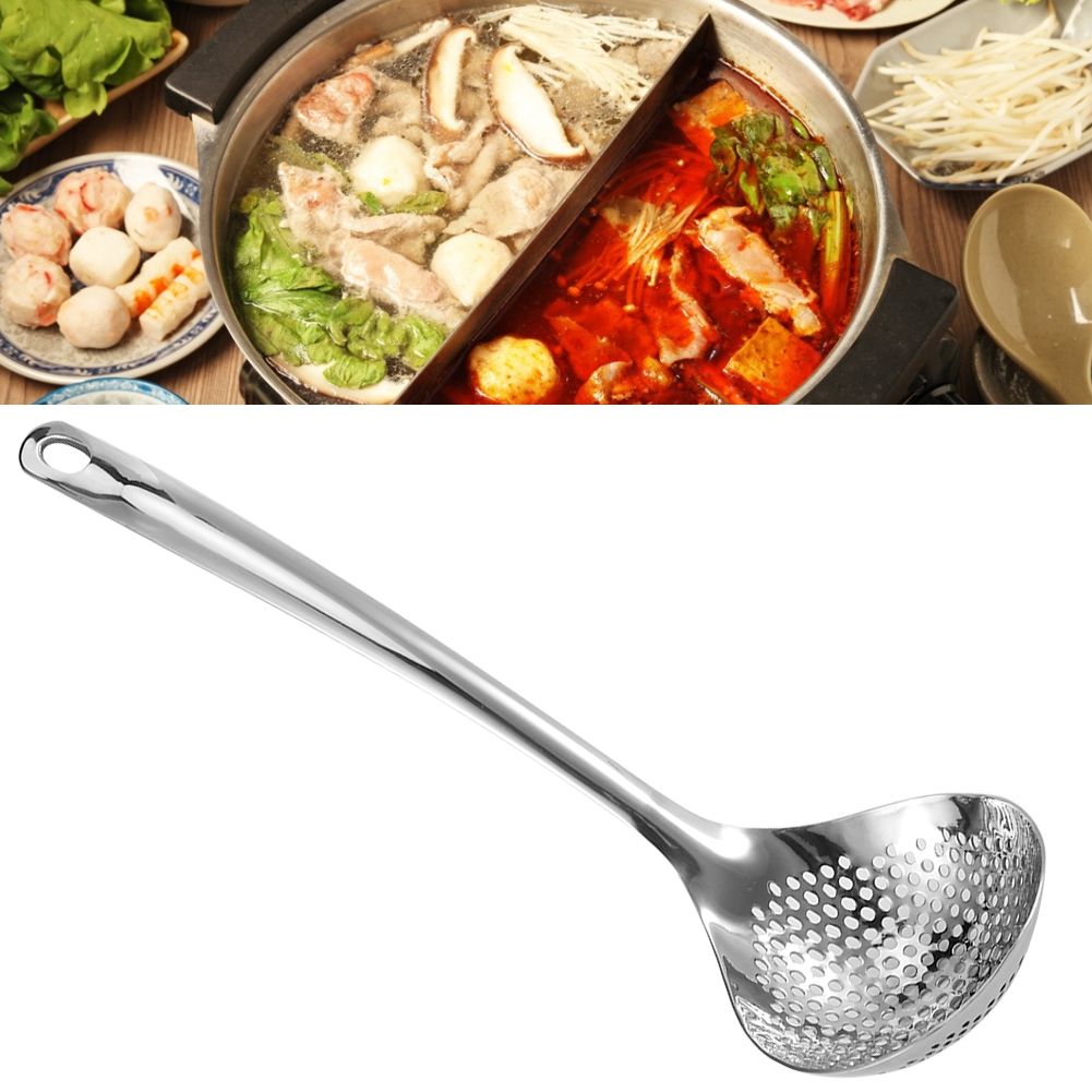 2PCS Stainless Steel Long Handle Hot Pot Colander Strainer Spoon Tablespoons view 10