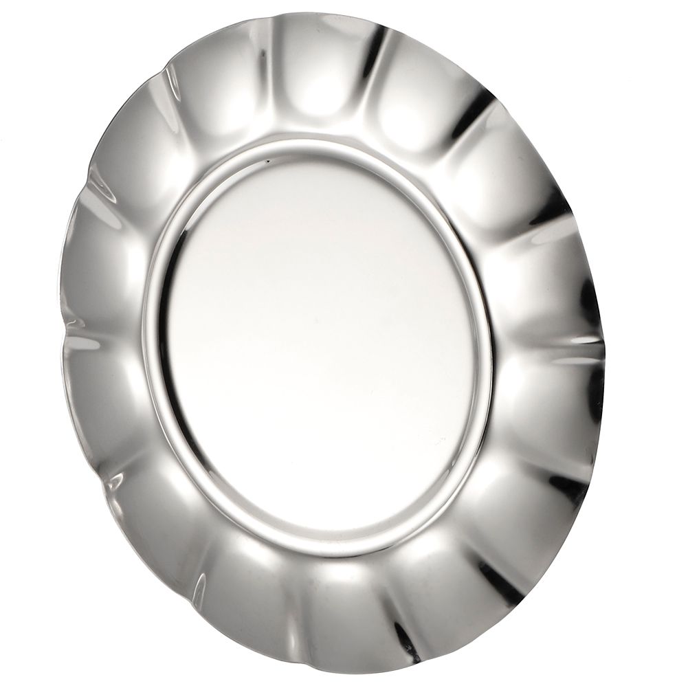 Stainless Steel Round Dinner Plate Dish Food Fruit Snacks Tray Tableware